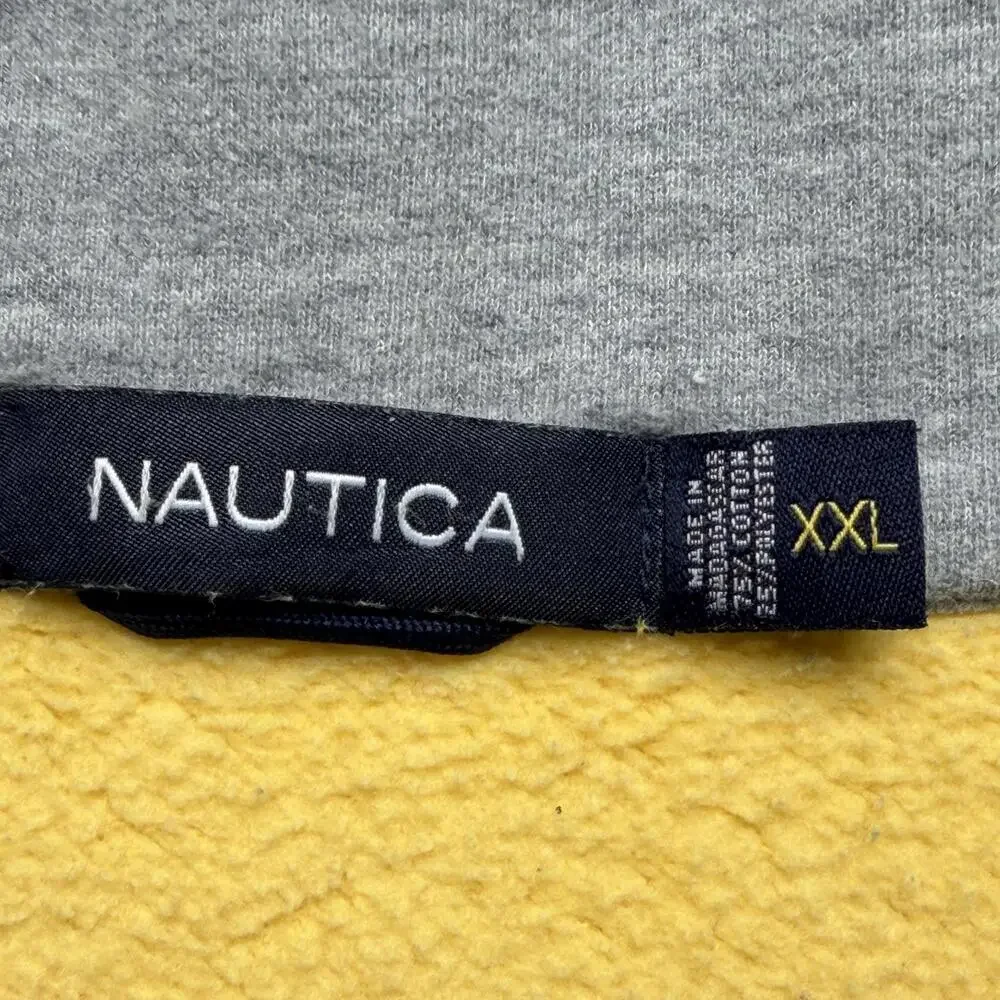 Nautica Sweatshirt Mens 2XL Yellow 1/4 Zip Fleece Pullover Logo Mock Neck